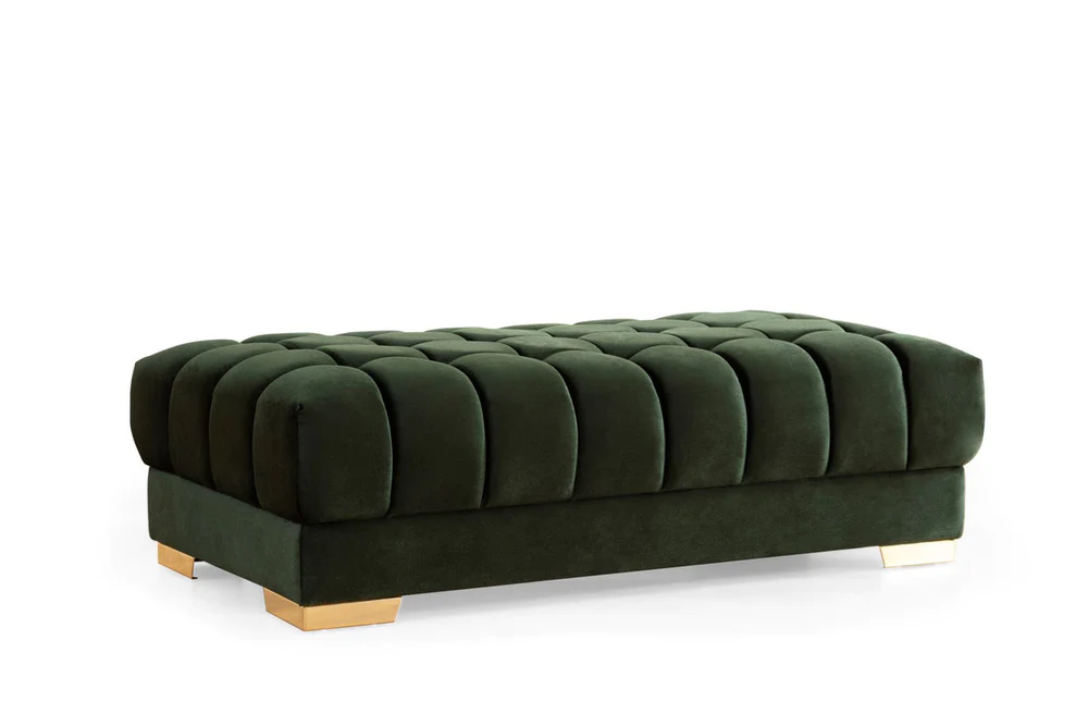 Ariana Green Velvet Rectangle Ottoman