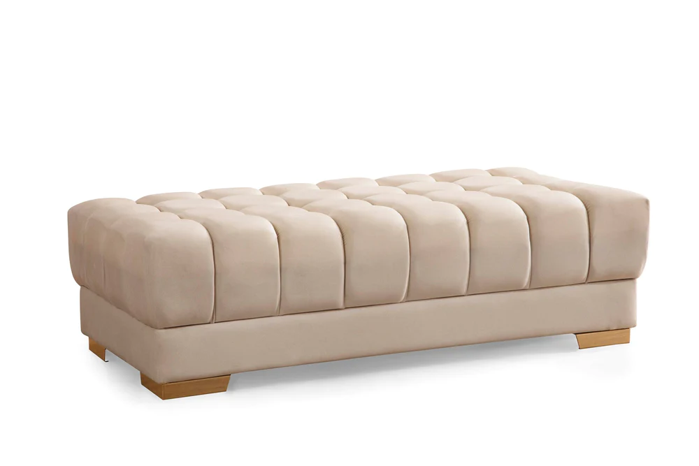 Ariana Ivory Velvet Rectangle Ottoman