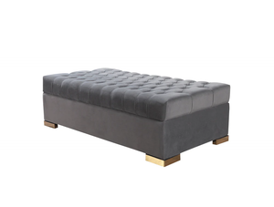 Lauren Gray Velvet Rectangle Ottoman