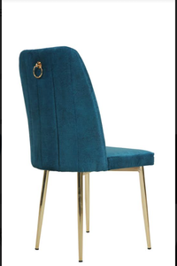 1230 Turquoise / Gold Dining Chair with Back Hook