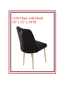 1230 Black / Gold Dining Chair with Back Hook