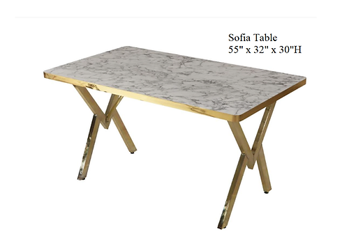 Sofia003 - Gold / White 7 Piece Dining Set