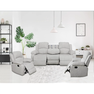 Ainehome Recliner Sectional  3PC Grey White Flannelette