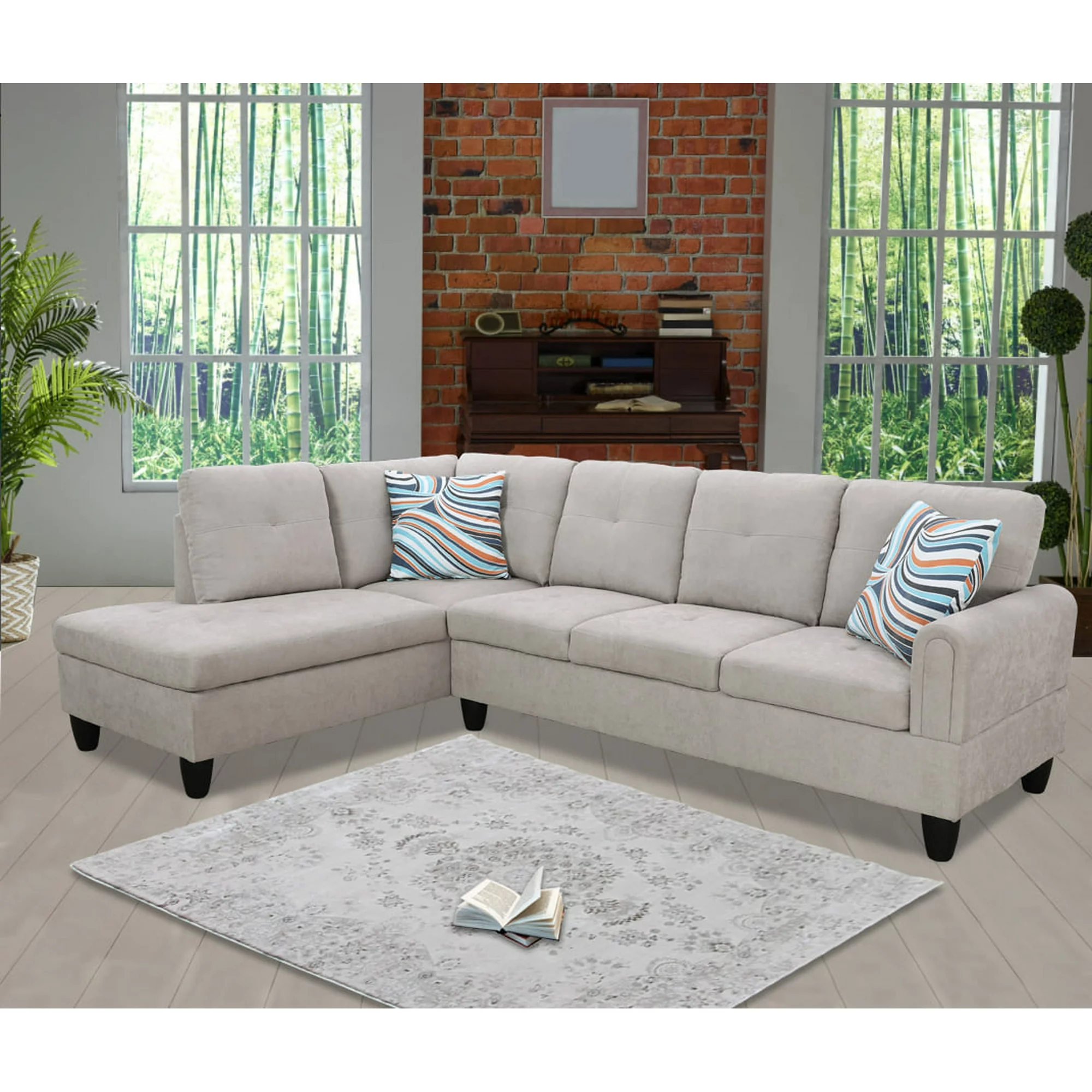 Ainehome Shaped Sectional Sofa SET, Left Hand Facing - Grey
