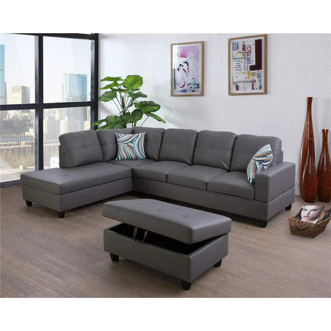 Ainehome Sectional Sofa Set Dark Grey