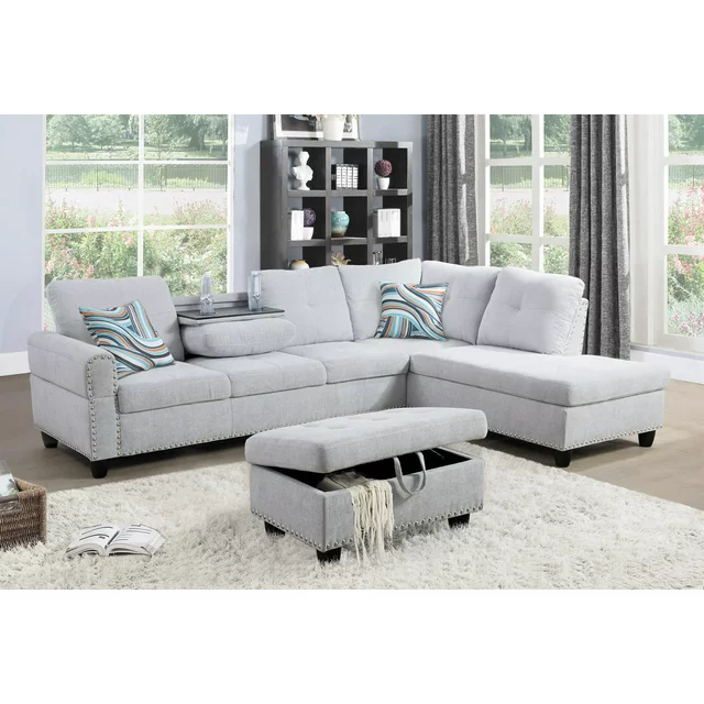 Ainehome Living Room Sets, Linen Fabric Sectional Sofa