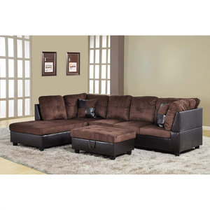 Ainehome Sectional Sofa, Chocolate Microfiber Living Room Set