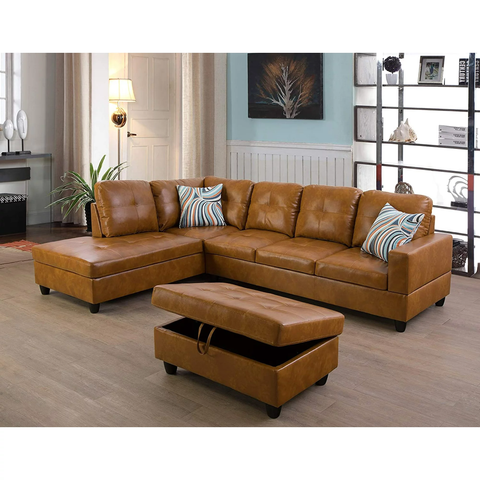 Ainehome Faux Leather Sectional Sofa Set