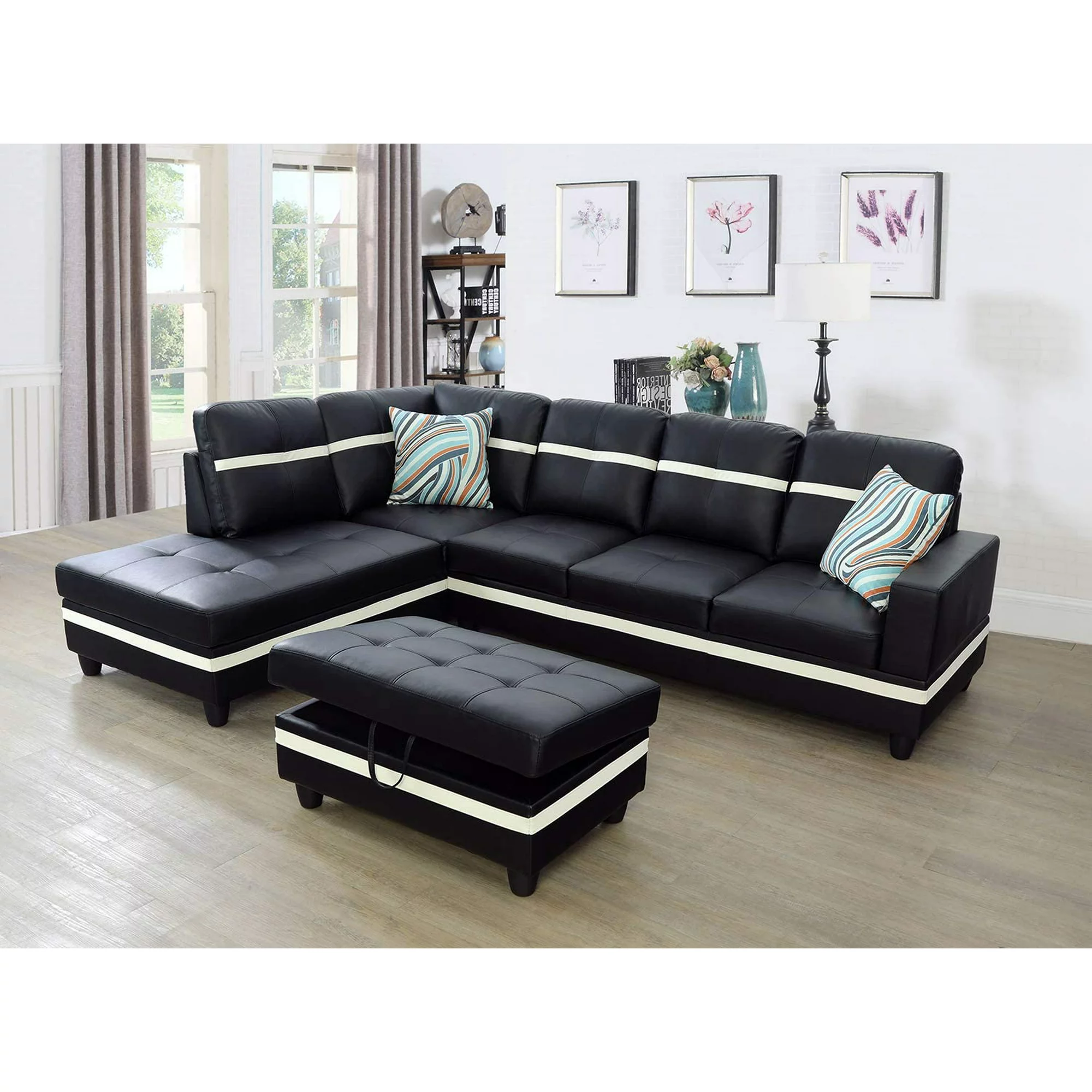Ainehome Leather Sectional Shaped Living Room Sets