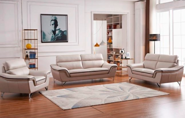 U168-TAUPE-D.BROWN-Leather Gel- SOFA,LOVE AND CHAIR