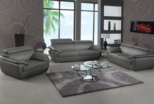 U4571Gray- Leather/Leather Match - Sofa , Love and Chair