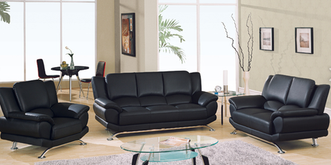 U9908 Black- Echo Leather - Sofa, Love and Chair