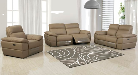 UR9563 Tan- Top Grain Leather/Power Motion- Sofa, Love and Chair