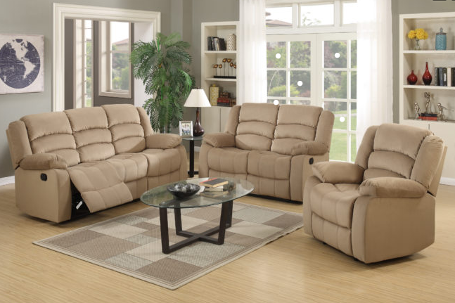 UR9824 Mocca- Fabric- Sofa, Love and Recliner