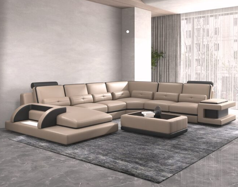 U1588 Tan/Dark Brown- Sectional 4PCS