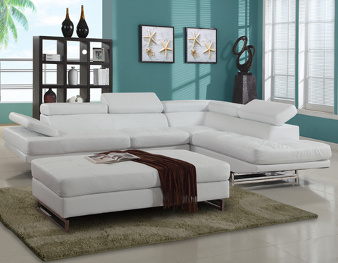 U8136 White- Bonded Leather - Sectional