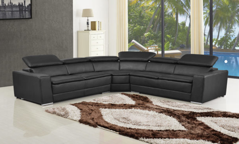 U9636 Black- Leather Gel - Sectional