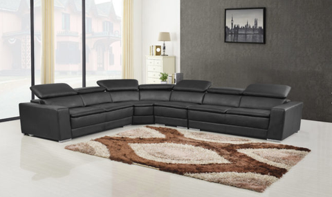 U9636-1 Black - Leather Gel - Sectional 4 Pcs