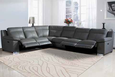 UR9583 Grey - Top Grain Leather / Power Motion - Sectional