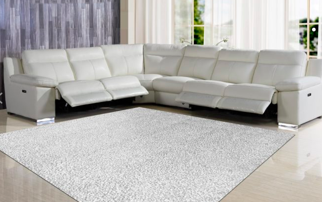 UR9583 White- Top Grain Leather/Power Motion- Sectional