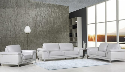 U411 LGrey- Italian Top Grain Leather - Sofa, Love and Chair