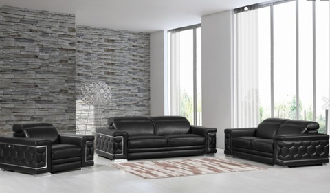 U692 Black- Italian Top Grain Leather - Sofa , Love and Chair