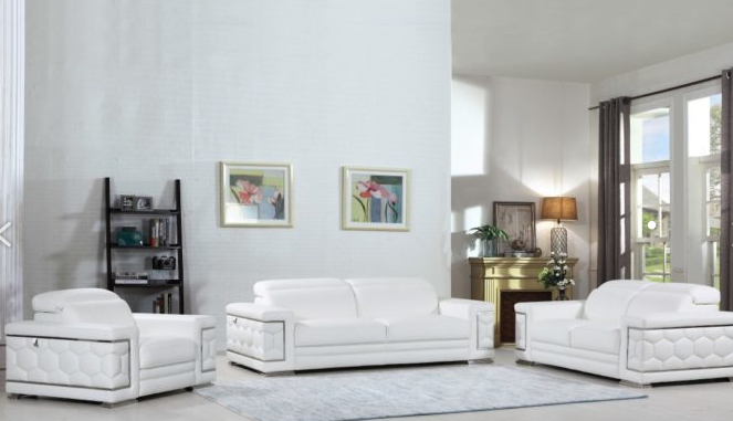 U692 White - Italian Top Grain Leather - Sofa, Love and Chair