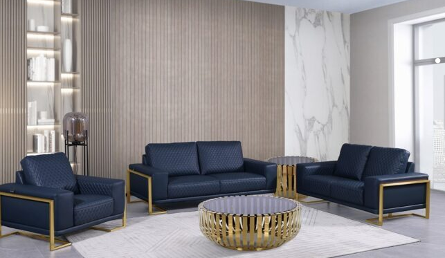 U894 Navy- Italian Top Grain Leather - Sofa, Love and Chair