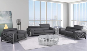 U955 Dark Grey-Italian Top Grain Leather - Sofa, Love and Chair