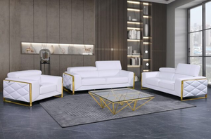 U955G White-Italian Top Grain Leather - Sofa, Love and Chair