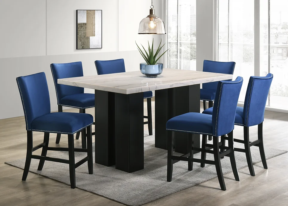 D1236 Valentino (Blue) Dining Set 7 PC