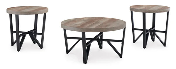 T235-13 COCKTAIL TABLE AND 2 END TABLES SET