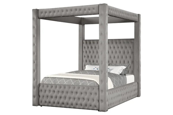 CASTLE GRAY PLATFORM BED AVAILABLE IN QUEEN AND KING SIZES