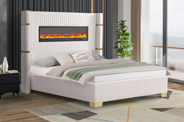 ROMANCE WHITE PLATFORM BED AVAILABLE IN QUEEN AND KING SIZES