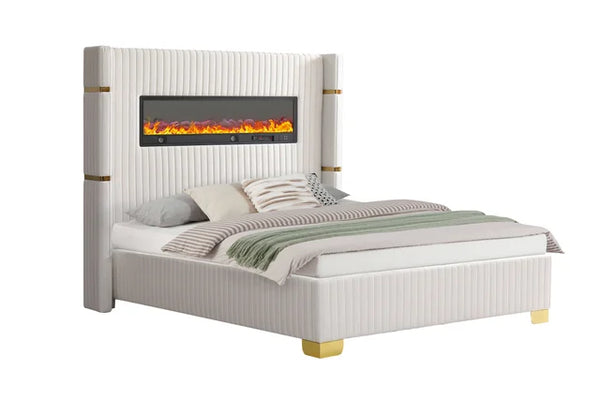 ROMANCE WHITE PLATFORM BED AVAILABLE IN QUEEN AND KING SIZES