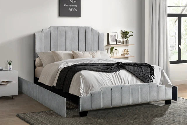 HH970 GRAY PLATFORM BED AVAILABLE IN FULL QUEEN AND KING SIZES