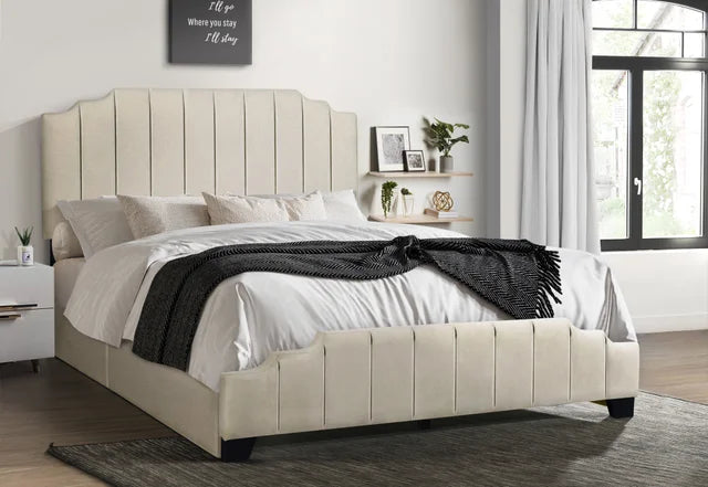 HH975 BEIGE PLATFORM BED AVAILABLE IN FULL QUEEN AND KING SIZES