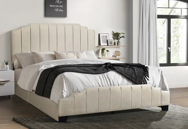 HH975 BEIGE PLATFORM BED AVAILABLE IN FULL QUEEN AND KING SIZES