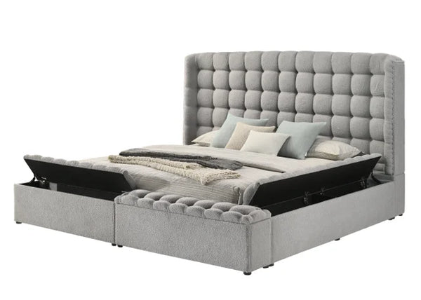 MADONNA GRAY PLATFORM BED AVAILABLE IN QUEEN AND KING SIZE