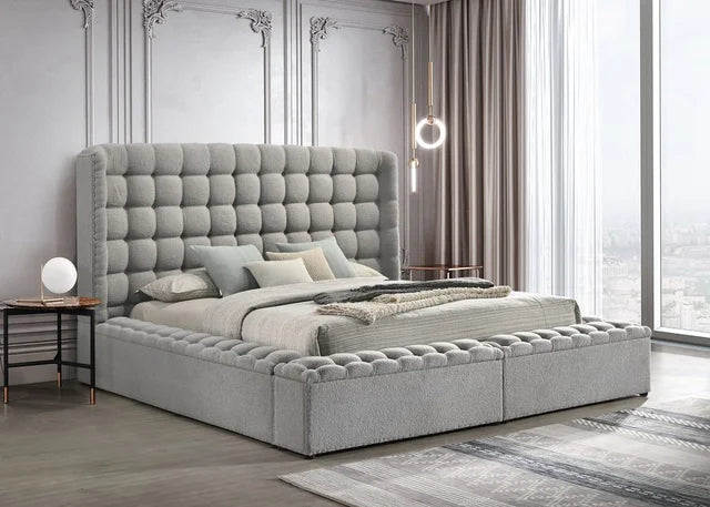 MADONNA GRAY PLATFORM BED AVAILABLE IN QUEEN AND KING SIZE