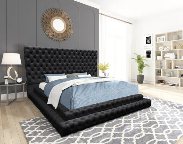 KIKI BLACK PLATFORM BED AVAILABLE IN QUEEN AND KING SIZES