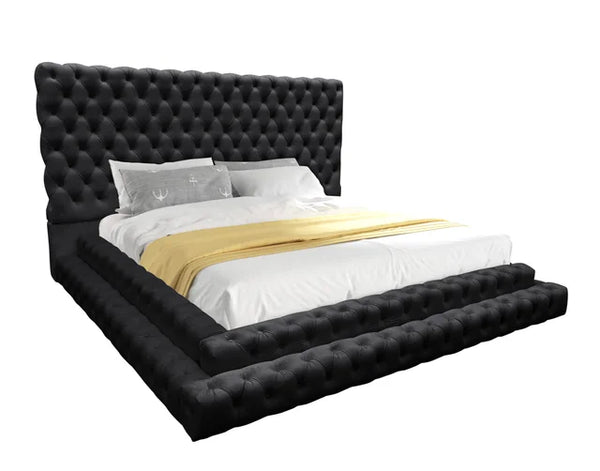 KIKI BLACK PLATFORM BED AVAILABLE IN QUEEN AND KING SIZES