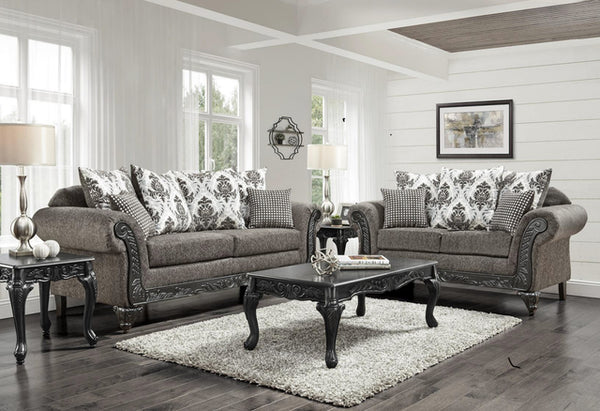 6420 ELEGANCE CHARCOAL SOFA AND LOVESEAT SET