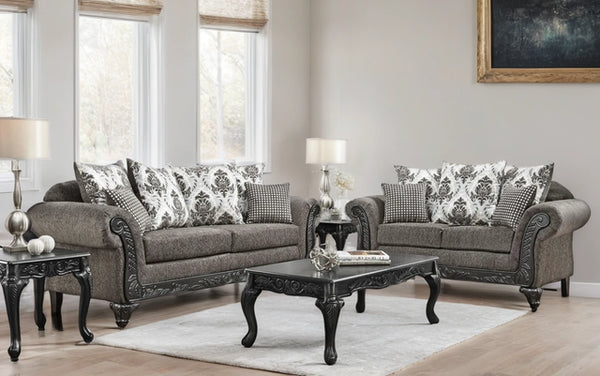 6420 ELEGANCE CHARCOAL SOFA AND LOVESEAT SET