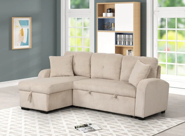 SILVIA BEIGE SECTIONAL WITH PULL-OUT BED