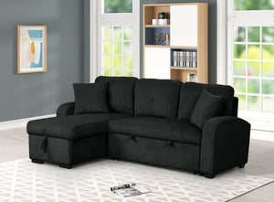 SILVIA BLACK SECTIONAL WITH PULL-OUT BED