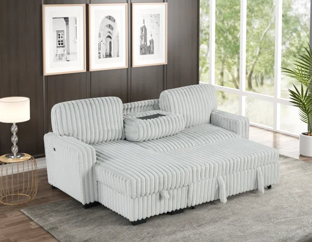 POLAND GRAY REVERSIBLE SECTIONAL WITH PULL-OUT BED