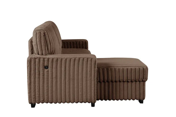 POLAND MOCHA REVERSIBLE SECTIONAL WITH PULL-OUT BED