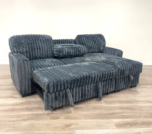 POLAND CHARCOAL REVERSIBLE SECTIONAL WITH PULL-OUT BED