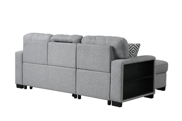 PACIFIC GRAY REVERSIBLE SECTIONAL WITH PULL-OUT BED